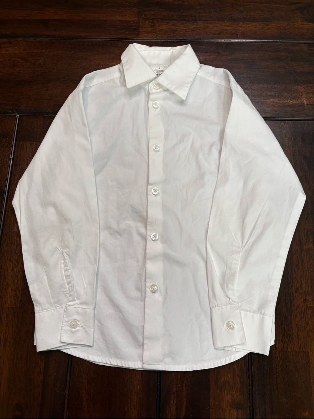 Boy’s Van Heusen White Cotton & Polyester Button Up Dress Shirt, Size: 6